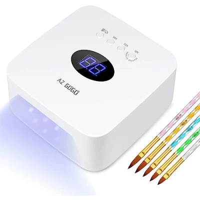 Abbildung von 72W Nageltrockner LED UV Lampe für Gelnägel, AZ GOGO Professionelle Nagellampe mit 30/60/99s Timer, Infrarot Sensor, LCD Display, Auto Geeignet alle Gel, Wiederaufladbare &amp; Tragbare
