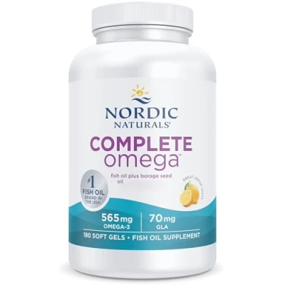 Abbildung von Nordic Naturals, Complete Omega 3, 565mg, mit Borretschöl und GLA, 180 Weichkapseln, Zitronengeschmack, Laborgeprüft, Sojafrei, Glutenfrei, Ohne Gentechnik