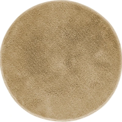 Abbildung von andiamo Badematte rutschfest Florida Badezimmerteppich weich und flauschig Badteppich waschbar Duschvorleger Badvorleger für Badezimmer 60 cm rund Taupe