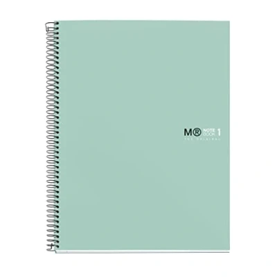 Abbildung von Miquelrius Notizbuch A4 (210 x 297 mm), Notebook The Original Colours, 80 Blatt 90 g/m² und 1 Farbstreifen, Raster 5 mm, 4 Loch Stanzung, Hardcover, Farbe Aqua