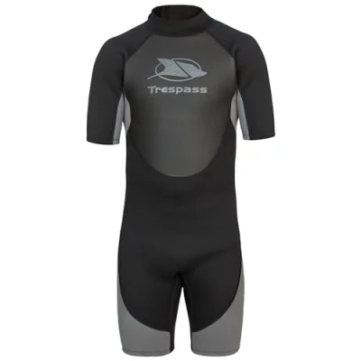Abbildung von Trespass Scuba, Black, M, Kurzer 3mm Neoprenanzug mit 7mm Reißverschluss für Herren, Medium, Schwarz