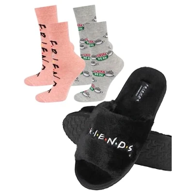 Abbildung von Warner Bros Friends Hausschuhe Damen Geschenke Für Frauen Merchandise Set 39/40 + Socken 2 Paar 35 40