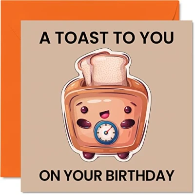 Abbildung von Stuff4 lustige Geburtstagskarten für Männer und Frauen Toast Happy Birthday Karten Mutter, Vater, Bruder, Schwester, Sohn, Tochter, Oma, Großvater, Tante, Onkel, 145 mm x