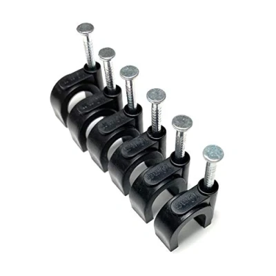 Abbildung von Schwarze runde Kabelclips mit Nagelbefestigungen, K Type, 100 Stück (10 mm)