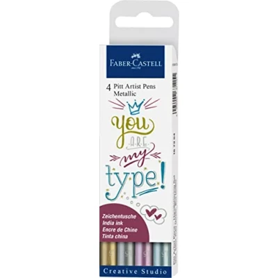 Abbildung von FABER CASTELL 167304 Tuschestift Pitt Artist Pen Metallic, 4er Etui
