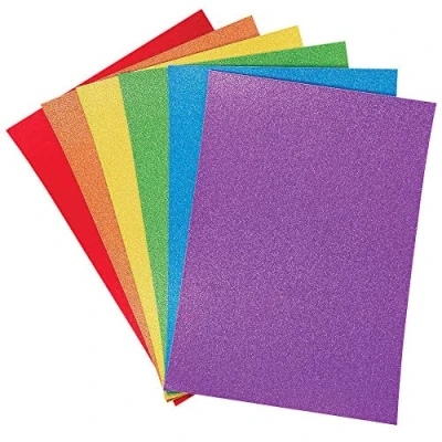 Abbildung von Baker Ross A4 Bastelkarton mit Glitter in Regenbogenfarben 20 Stück, Glitzernde Karte zum Basteln für Kinder und Erwachsene, Bastelmaterial Schultüten
