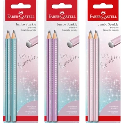 Abbildung von Faber Castell 111683 Bleistifte Set Sparkle, 2 Jumbo Bleistifte, rose, ocean, violet sortiert (keine Auswahl möglich)
