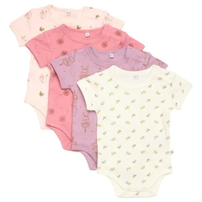 Abbildung von PIPPI Unisex Baby Body SS AO Printed (4 Pack) Underwear, Dusty Rose, 80