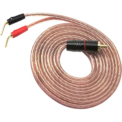 Abbildung von Cinch Kabel Lautsprecherkabel mit Bananenstecker, HiFi OFC Lautsprecherkabel, vergoldeter Stecker auf Stiftstecker 2m