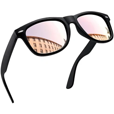 Abbildung von Joopin Rechteckige Sonnenbrille Damen Rosa Verspiegelt Unisex und Polarisierte Herren Spiegel Retro UV400 für Fahren (Rosa Schwarz)