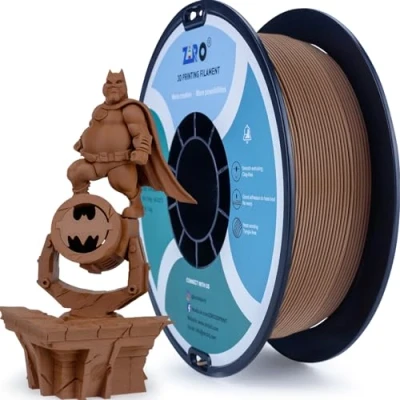 Abbildung von ZIRO Matte PLA Filament 1.75mm, 1kg 3D Drucker Filament, High Toughness PLA, Dimensional Accuracy +/ 0.03mm, Schokolade
