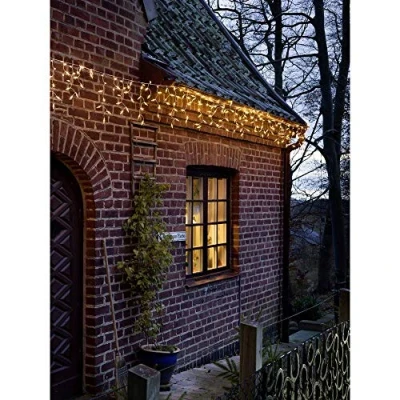 Abbildung von KONSTSMIDE LED Lichtervorhang »Weihnachtsdeko aussen«, 400 St. flammig, Eisregenvorhang, bernsteinfarbene Dioden, weißes Kabel