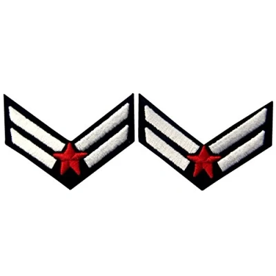 Abbildung von Air Force Flieger Chevron Rank Fashion Dekorative Emblem Besticktes Eisen Auf Nähen Patch, Weiß &amp; Rot, 2 Stk