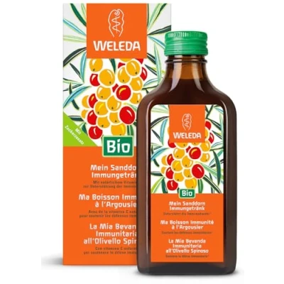 Abbildung von WELEDA Bio Sanddorn Immungetränk natürliche Vitamin C Quelle zur Stärkung des Immunsystems Sanddornsaft angenehm gesüßt mit Rohrzucker &amp; Honig (1 x 200 ml)