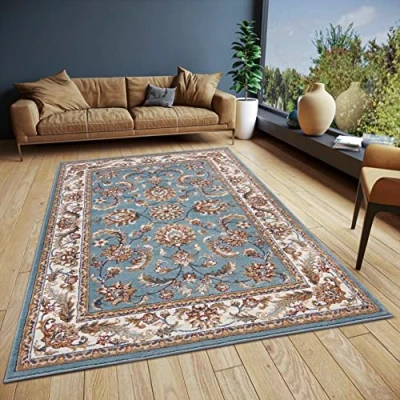 Abbildung von Hanse Home Reni Teppich Orientalisch Orient Läufer klassisch dicht gewebt mit Ornamenten und Blumenmotiven Weicher Kurzflor für Schlafzimmer, Esszimmer, Wohnzimmer, Flur Mint Creme, 57x90cm