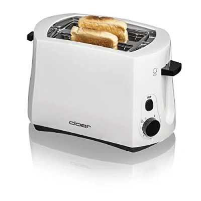 Abbildung von Cloer 331 Cool Wall Toaster, 825 W, für 2 Toastscheiben, integrierter Brötchenaufsatz, Krümelschublade, Nachhebevorrichtung, Weiß