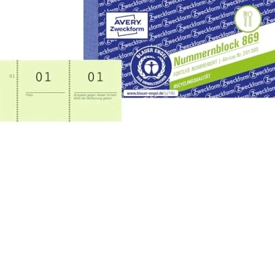 Abbildung von AVERY Zweckform 869 10 1 Nummernblock (105x53mm, 1.000 fortlaufend nummerierte Abrisse von 100 pro Block, Blöcke mit je Nummern, ideal für Veranstaltungen aller Art, Tombolas) grün