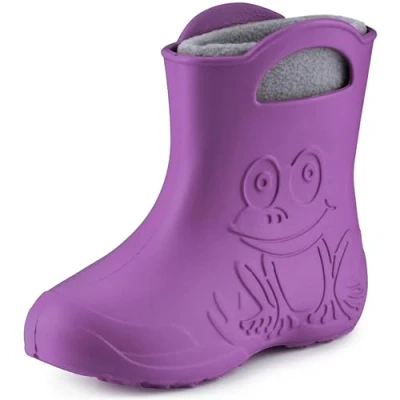 Abbildung von Ladeheid Eva Kinder Jungen Mädchen Gummistiefel Regenschuhe gefüttert LA CA 03 (Lilla/Grau, 28/29 EU)