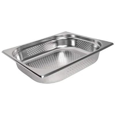 Abbildung von Vogue 1/2 Gastronorm Behälter, Edelstahl, perforiert, 65 mm tief, Lebensmittelbehälter, silberfarben, K844