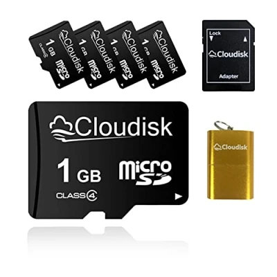 Abbildung von Cloudisk 5Pack 1GB Micro SD Karte 1 GB MicroSD Speicherkarte Class4 mit Adapter und Kartenleser, Bulk Sale 5pcs
