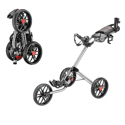 Abbildung von CaddyTek 3 Räder Golfwagen Deluxe Quad Fold Compact Push &amp; Pull Caddy Trolley Caddylite 15.3 V2 Silber