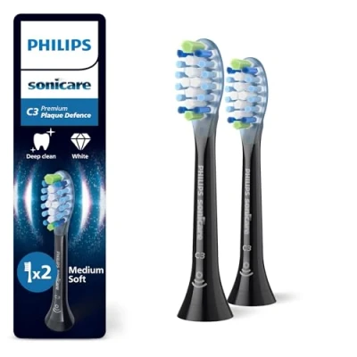 Abbildung von Philips Sonicare C3 Premium Plaque Defense, Original Ersatzbürstenköpfe, Schwarz, 2er Pack, HX9042/88