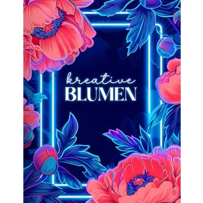 Abbildung von Kreative Blumen Ausmalbuch für Erwachsene und Jugendliche: Fantasievolle, detaillierte Pflanzen zum ausmalen entspannen auf schwarzem Hintergrund