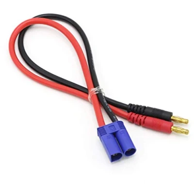 Abbildung von VUNIVERSUM Original Lipo Akku Ladekabel mit Hochstrom EC5 Stecker Male 2Pin auf 4mm Bananenstecker Goldstecker 30cm 14AWG 2.5 mm² Silikon Kabel