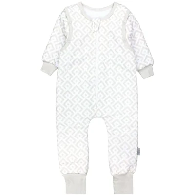 Abbildung von TupTam Baby Schlafsack mit Füßen und Ärmel OEKO TEX zertifizierte Materialien Winterschlafsack, Farbe: Raute Beige Weiß, Größe: 116 122