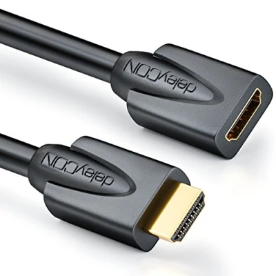 Abbildung von deleyCON 3,0m HDMI Verlängerung Kompatibel zu 2.0a/b/1.4a UHD 4K HDR 3D 1080p 2160p ARC High Speed mit Ethernet Schwarz