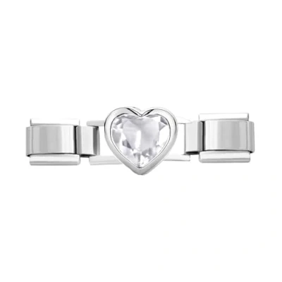Abbildung von Quiges 9mm Italian Style Charm Modul Edelstahl Klar Herz für Italienische Armbänder