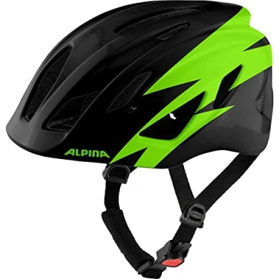 Abbildung von ALPINA PICO Leichter, Optimal Klimatisierter &amp; Bruchfester Fahrradhelm Mit Fliegennetz Für Kinder, black green gloss, 50 55 cm