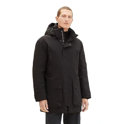 Abbildung von TOM TAILOR Herren Technical Winterparka mit aufgesetzten Taschen, Black, M