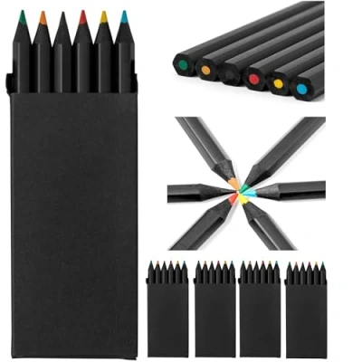 Abbildung von notrash2003 Buntstifte Black Edition nach EN71 3 und 1 zertifiziert in Sets mit je 6 Buntstiften als Party Mitgebsel auch für Restaurants oder Hotels im nachhaltigen Papp Etui (10)