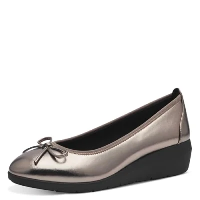 Abbildung von Jana Damen Ballerinas mit Keilabsatz Vegan, Silber (Pewter), 40 EU
