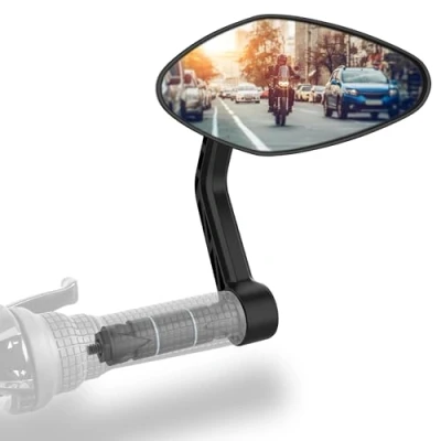 Abbildung von Xcelenze Fahrradspiegel extra große Spiegelfläche schlagfestes Echtglas für Lenker ebike Rückspiegel Fahrrad Spiegel e bike Fahrradrückspiegel (rechts Lenkerende RM13e)