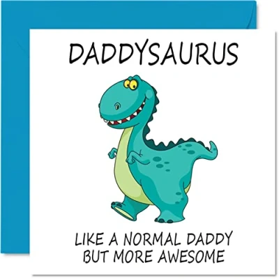 Abbildung von Geburtstagskarten für Papa Daddysaurus Geburtstagskarte von Tochter und Sohn, Happy Birthday Daddy, süße Dinosaurier Geburtstagskarte, 145mm, saisonale lustige Grußkarten