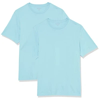 Abbildung von Amazon Essentials Herren Kurzärmeliges T Shirt mit Rundhalsausschnitt aus Baumwolle Regular Fit, 2er Pack, Hellblau, 4XL Große Größen Tall