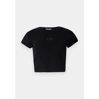 Abbildung von Calvin Klein Jeans Monogram BABY TEE Tshirt print, Damen, Größe: XXS, Black