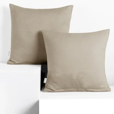 Abbildung von DecoKing 2 Kissenbezüge 50x50 cm Jersey Baumwolle Reißverschluss Cappuccino Amber