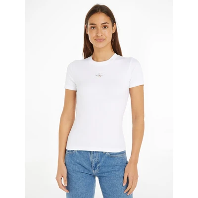 Abbildung von Calvin Klein Jeans Label Tshirt print, Damen, Größe: XL, Bright white