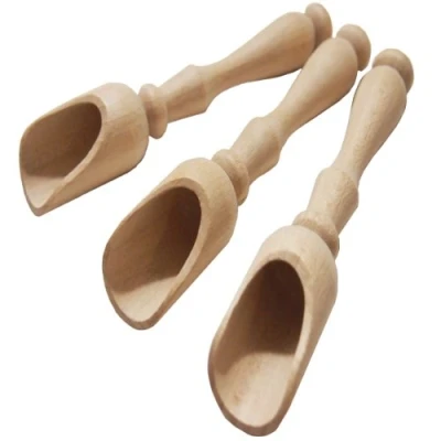 Abbildung von EFO Schaufel Holz Löffel Gewürzlöffel Messlöffel Holzgriff Messschaufel Salzlöffel 3 er Set: 14 cm (B) mit langem Griff