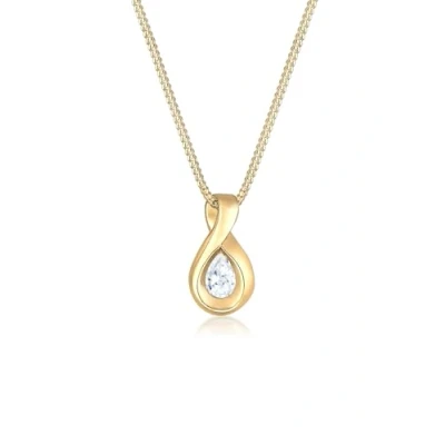 Abbildung von Elli PREMIUM Halskette Damen Infinity mit Zirkonia Steinen Unendlichkeit in 585 Gelbgold