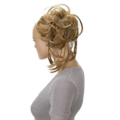 Abbildung von CAISHA XXL Haarteil Haargummi Daisy Dutt Hochsteckfrisuren Mit Geflochtenen Zöpfen Gewellt Kunstfaser Hitzebeständig DM17cm Honigblond G12D