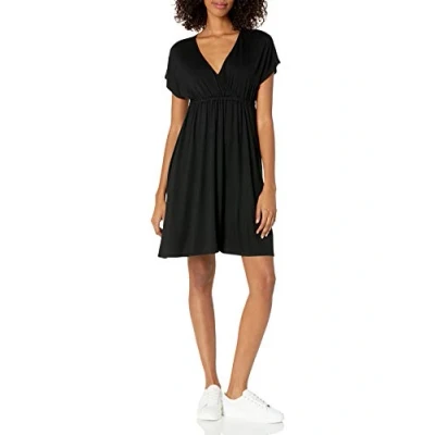 Abbildung von Amazon Essentials Damen Surplice Kleid (Erhältlich in Übergröße), Schwarz, XS