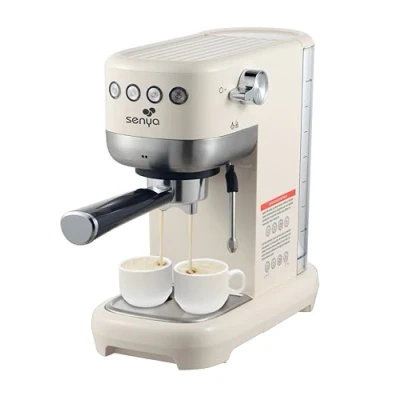 Abbildung von Senya Tasty Coffee Creme Kaffeemaschine 20 bar, Espresso und Cappuccino 1300 W, Thermoblock, Milchaufschäumer, automatische Abschaltung, SYBF CM006C