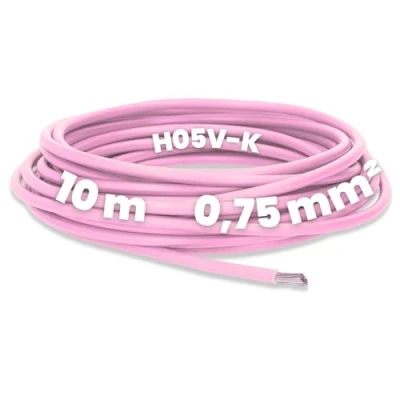 Abbildung von Kalitec 10 Meter H05V K 0,75 mm² rosa Verdrahtungsleitung I Aderleitung flexibel PVC Einzelader Litze 0,75mm2 Verdrahtung feindrätig Einzelleitung Kabel eindrähtig Schaltdraht