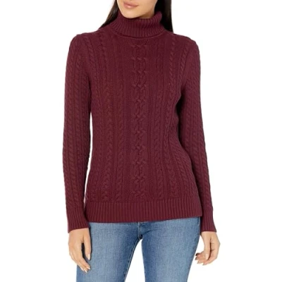Abbildung von Amazon Essentials Damen Leichter Rollkragenpullover Mit Zopfmuster (Erhältlich In Übergröße), Burgunderrot, S