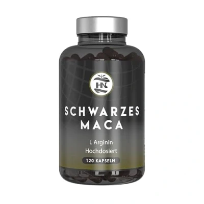 Abbildung von Maca Kapseln mit L Arginin Hochdosiert. Root 20:1 entspricht 24000 mg für maximale Energie und Leistung, schwarzes Vitamine B6 B12, schwarze Männer Frauen (120 Kapseln)