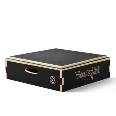 Abbildung von Yes4All RZ4E 3 in 1 Plyo Box aus Holz mit rutschfester Oberfläche, 20,3 cm H, Plyometric Plattform für Sprungtraining, Jump Boxes Home Gym Übung und Outdoor Workout, Schwarz